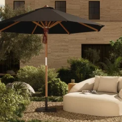 Teak Pole Round Outdoor Umbrella (9.8')