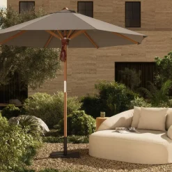 Teak Pole Round Outdoor Umbrella (9.8')