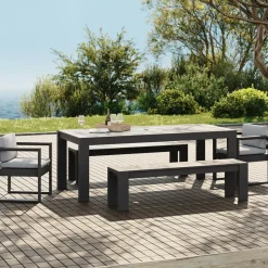 Telluride Aluminum Outdoor Extendable Dining Table (65"–80"), Benches & Chairs Set