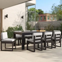 Telluride Aluminum Outdoor Extendable Dining Table (60"–85") & Side Dining Chairs Set