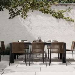 Telluride Aluminum Outdoor Extendable Table (60"–85") & Oceana Side Dining Chairs Set
