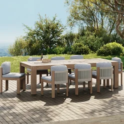 Telluride Outdoor Extendable Dining Table (76"–106") & Porto Side Dining Chairs Set