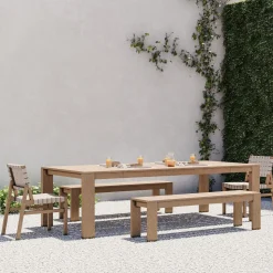 Telluride Outdoor Extendable Dining Table (76"–106"), Benches & Granada Dining Chairs Set