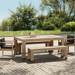 Telluride Outdoor Extendable Dining Table (76"–106"), Dining Benches & Dining Chairs Set