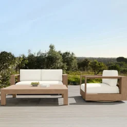 Telluride Outdoor Sofa (72"–92"), Swivel Chair & Coffee Table (60") Set