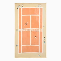 Tennis Scene Beach Towel