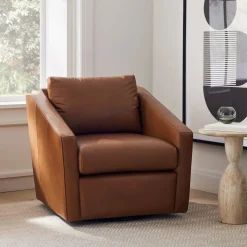 Tessa Deco Leather Swivel Chair
