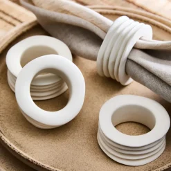Textural Ceramic Napkin Ring Sets