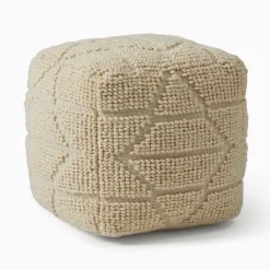 Textured Woven Geo Pouf