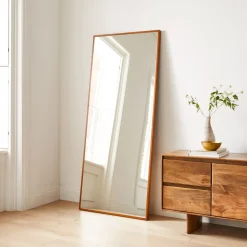 Thin Wood Floor Mirror