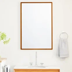 Thin Wood Rectangle Bath Mirror - 24"W x 36"H