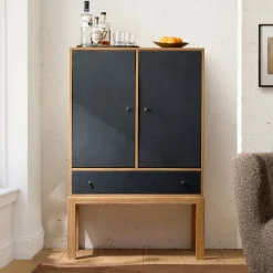 Tobin Cerused Leather Front Cabinet (34")