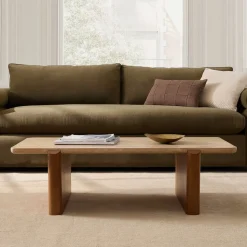 Travertine Solid Wood Coffee Table (48")