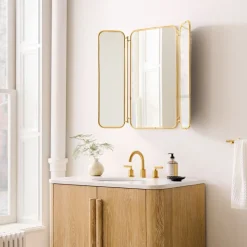 Trifold Metal Wall Mirror