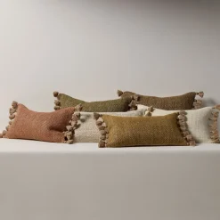 Two-Tone Chunky Linen Tassels Pillow Cover