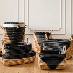 Two-Tone Woven Seagrass Baskets