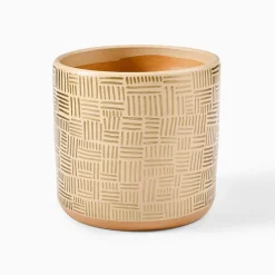 Ultralight Dreams Khari Hand-Painted Striped Mid-Century Planter