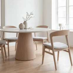 Valentine Lacquered Glass & Wood Dining Table (47")