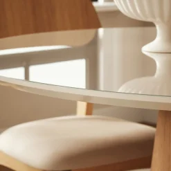 Valentine Lacquered Glass & Wood Dining Table (47")