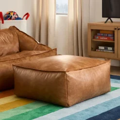 Vegan Leather Lounger Ottoman