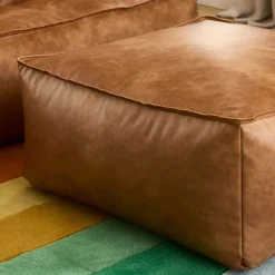 Vegan Leather Lounger Ottoman