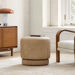 Viv Swivel Leather Ottoman