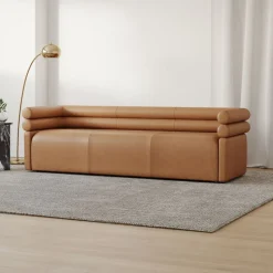 Voohres Leather Channeled Sofa (88.5")
