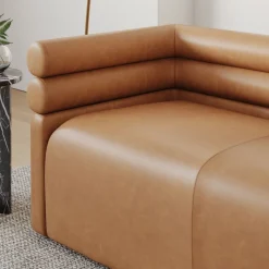 Voohres Leather Channeled Sofa (88.5")