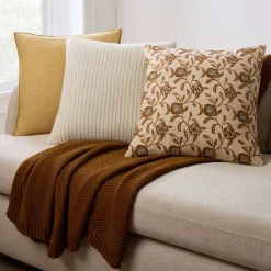 Warm Botanical Layered Pillow Cover & Throw Set