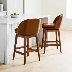 Wayne Leather Armless Swivel Bar & Counter Stools