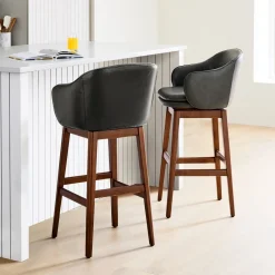 Wayne Leather Swivel Bar & Counter Stools