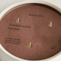 West Elm Homescent Triple Wick Candle - Sandalwood & Leather
