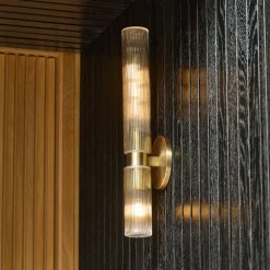 Weston Fluted Glass Double Asymmetrical Indoor/Outdoor Sconce (22.5")