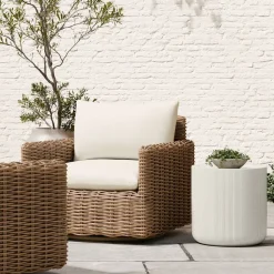 Westport Wicker Outdoor Slim Swivel Chair w/ Kos Side Table (18")