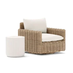 Westport Wicker Outdoor Slim Swivel Chair w/ Kos Side Table (18")