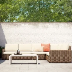 Westport Wicker Slim Profile Outdoor 4-Piece L-Shaped Sectional (126")