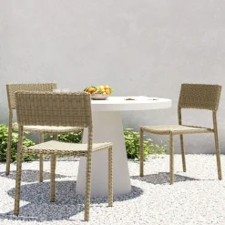 Westport Wicker Slim Profile Outdoor Stacking Side Dining Chair (Set of 2)