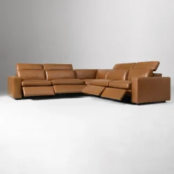 Whitmore Motion Reclining Leather 5-Piece L-Shaped Sectional (130")