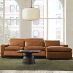Whitmore Motion Reclining Leather 3-Piece Chaise Sectional (125")