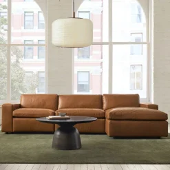 Whitmore Motion Reclining Leather 3-Piece Chaise Sectional (125")