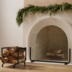 Willow Fireplace Log Holder & Screen Set