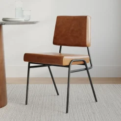 Wire Frame Leather Dining Chair