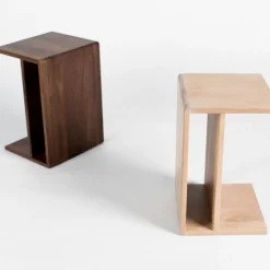 Wood C-Shaped Side Table (12.5")