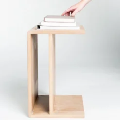 Wood C-Shaped Side Table (12.5")