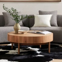 Wood Drum Round Coffee Table (42")