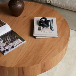 Wood Drum Round Coffee Table (42")