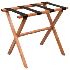 Wood Luggage Rack with Leather Straps