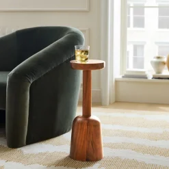 Wooden Pedestal Drink Table (8")