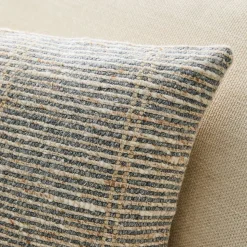 Wool Striped Grid Lumbar Pillow Cover