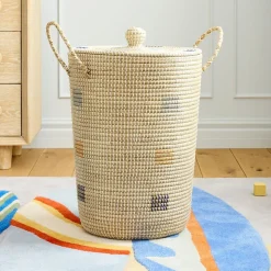 Woven Cord Lidded Hamper